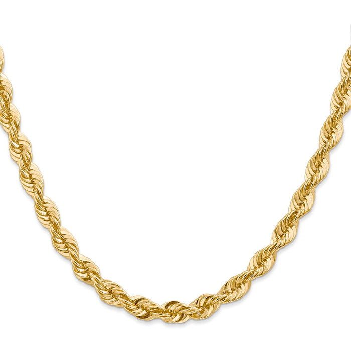 14K 24 inch 6mm Regular Rope with Lobster Clasp Chain-040S-24