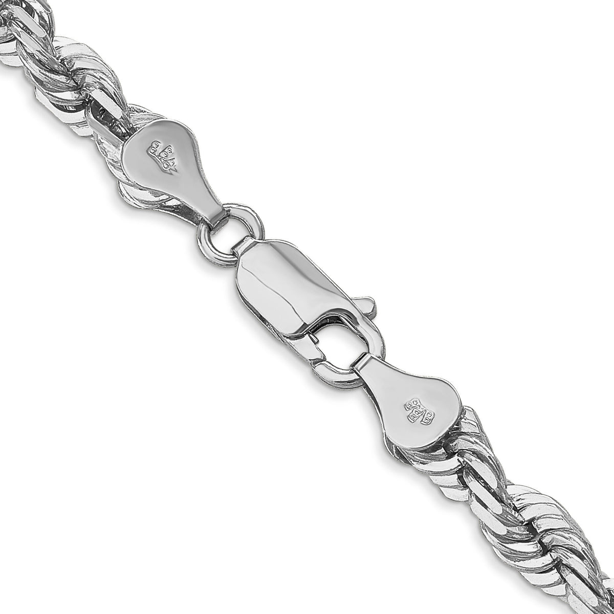 14k White Gold 5.5mm D/C Rope with Lobster Clasp Chain-040W-20