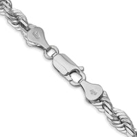 14k White Gold 5.5mm D/C Rope with Lobster Clasp Chain-040W-22