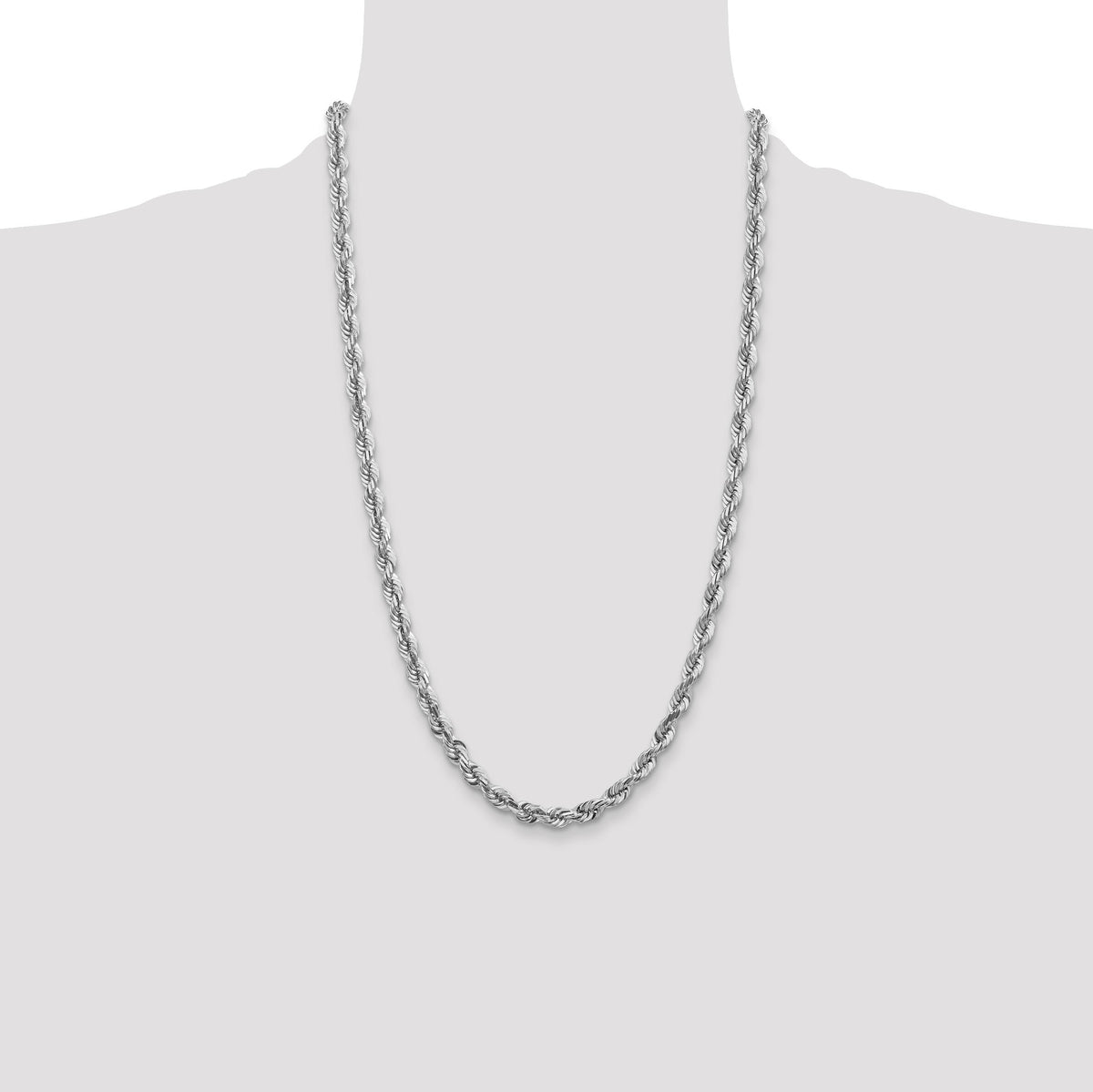 14k White Gold 5.5mm D/C Rope with Lobster Clasp Chain-040W-26