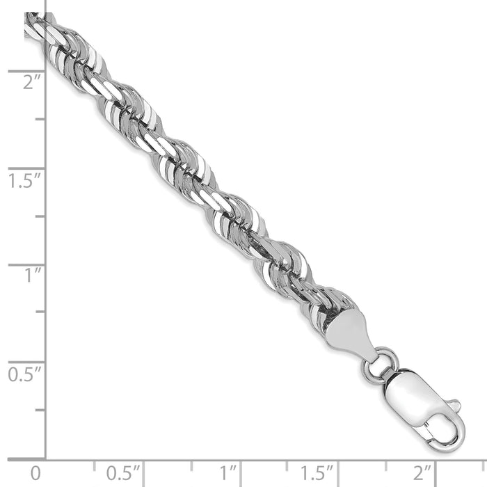 14k White Gold 5.5mm D/C Rope with Lobster Clasp Chain-040W-8