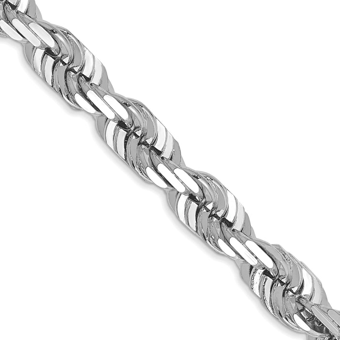 14k White Gold 5.5mm D/C Rope with Lobster Clasp Chain-040W-26