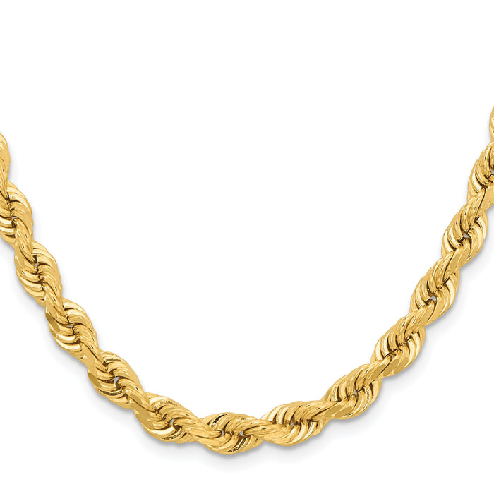 14K 6.5mm  D/C Rope with Fancy Lobster Clasp Chain-045L-28