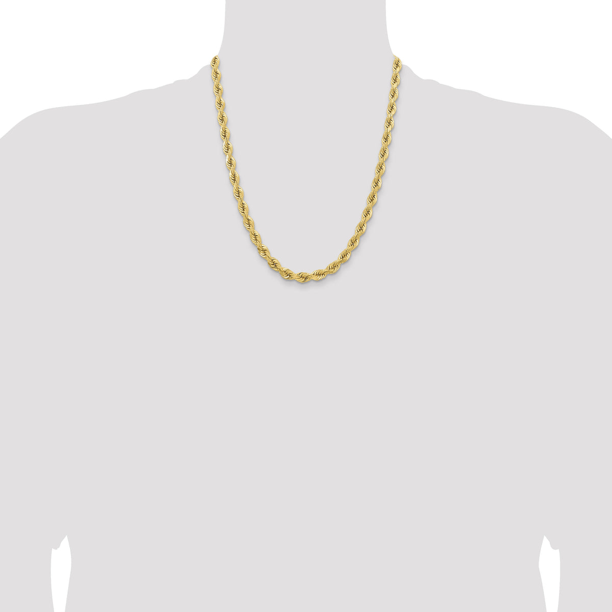 14K 6.5mm  D/C Rope with Fancy Lobster Clasp Chain-045L-22
