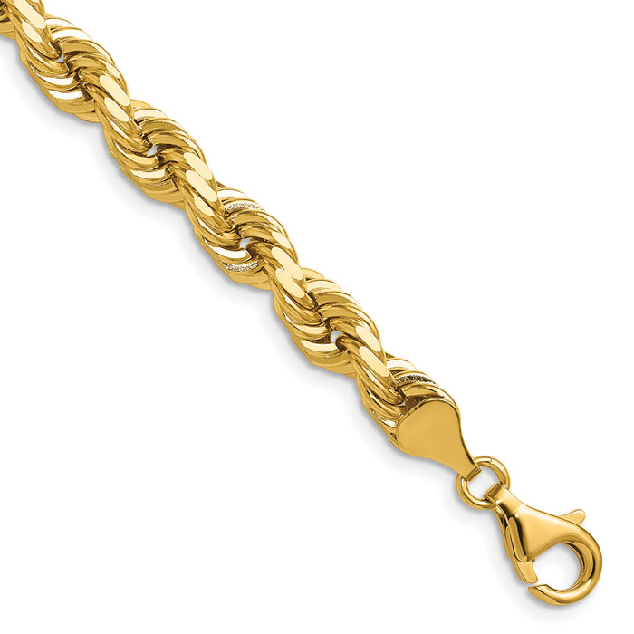 14K 6.5mm  D/C Rope with Fancy Lobster Clasp Chain-045L-26
