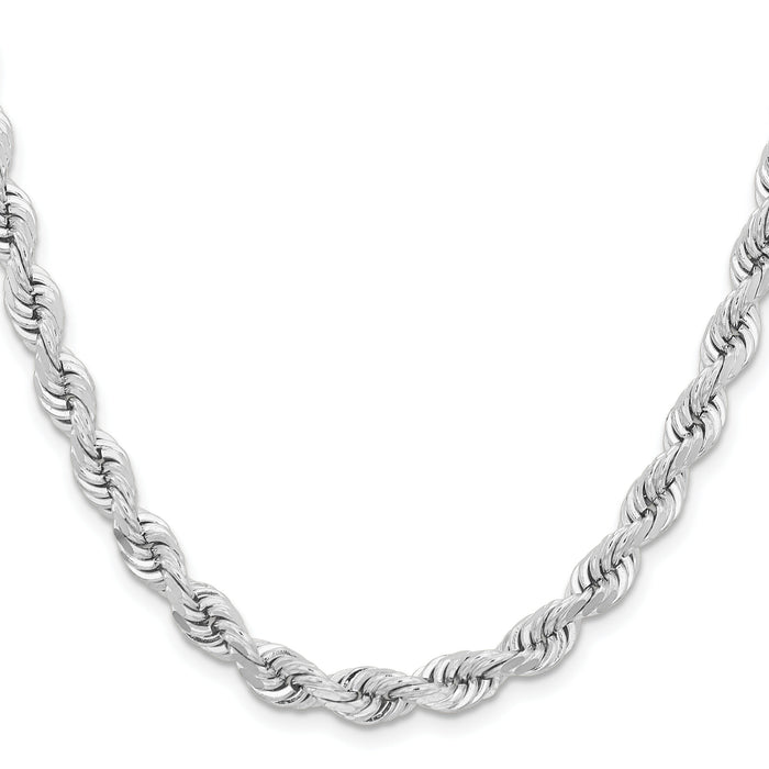 14k WG 6.5mm  D/C Rope with Fancy Lobster Clasp Chain-045W-20