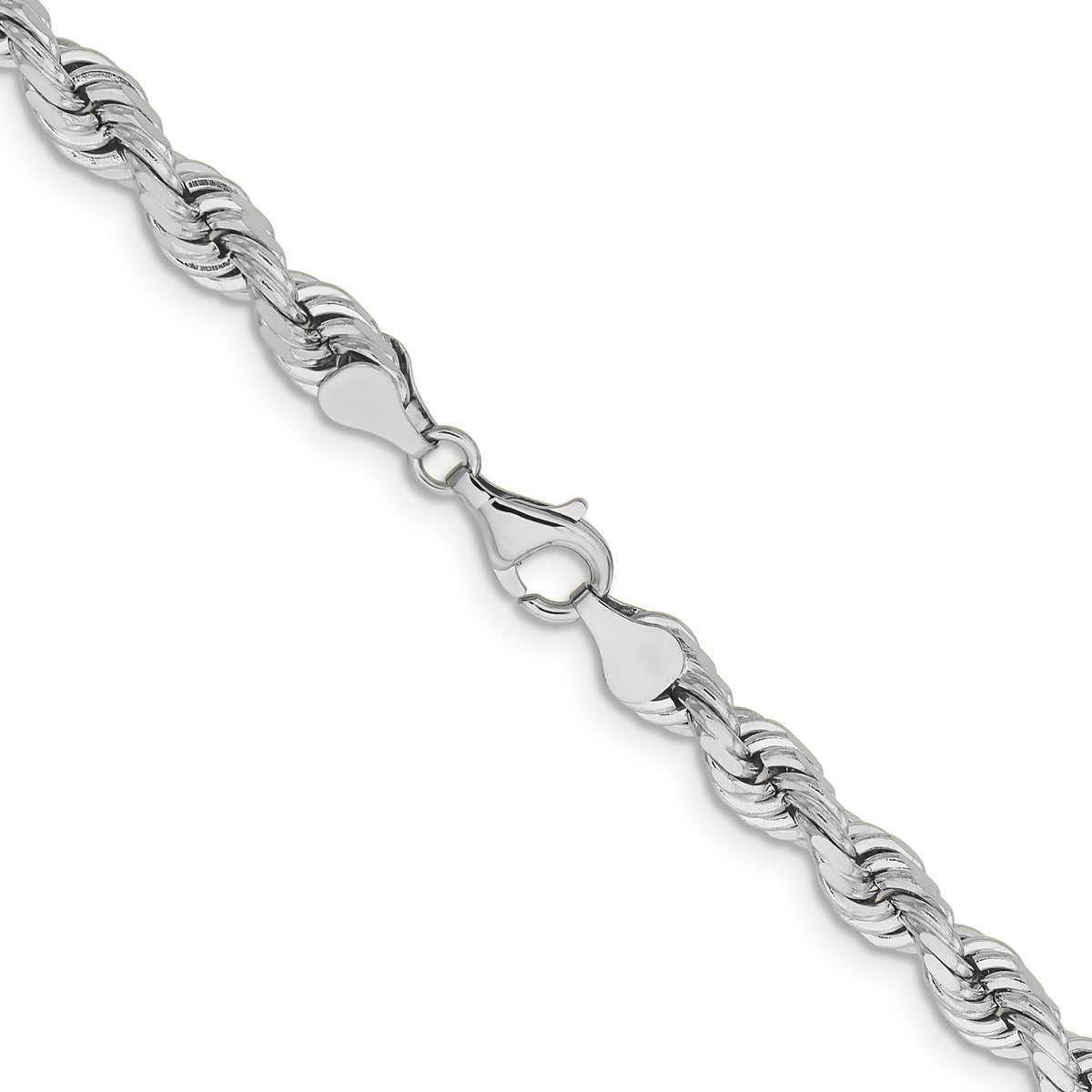 14k WG 6.5mm  D/C Rope with Fancy Lobster Clasp Chain-045W-22