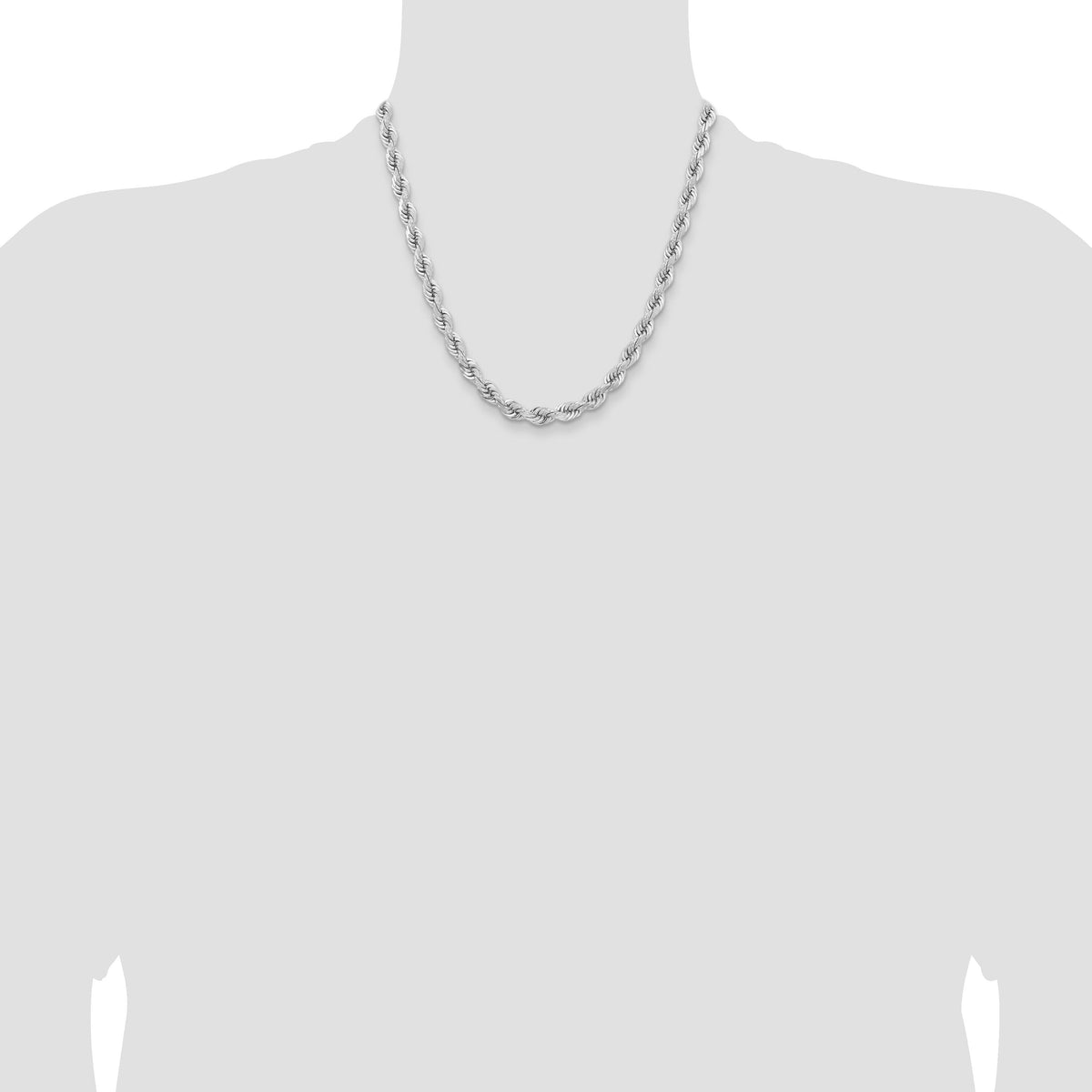 14k WG 6.5mm  D/C Rope with Fancy Lobster Clasp Chain-045W-20