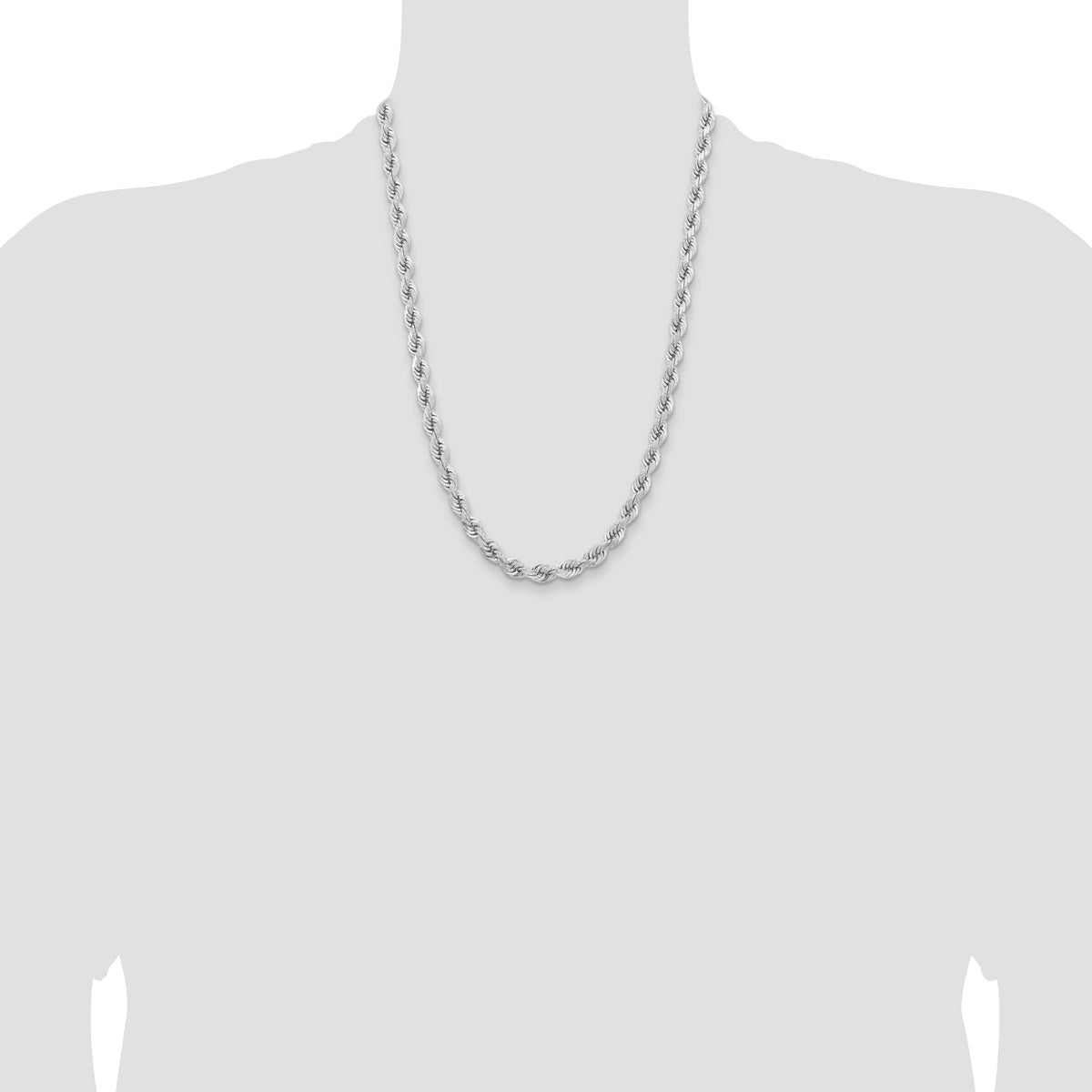 14k WG 6.5mm  D/C Rope with Fancy Lobster Clasp Chain-045W-24