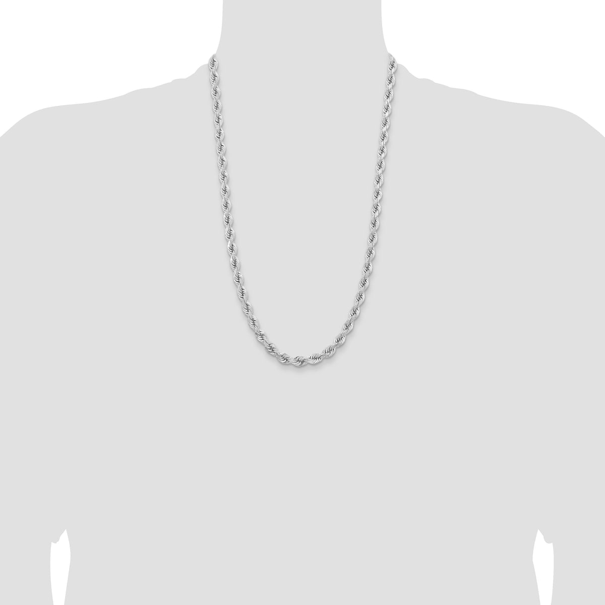 14k WG 6.5mm  D/C Rope with Fancy Lobster Clasp Chain-045W-26