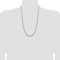 14k WG 6.5mm  D/C Rope with Fancy Lobster Clasp Chain-045W-26