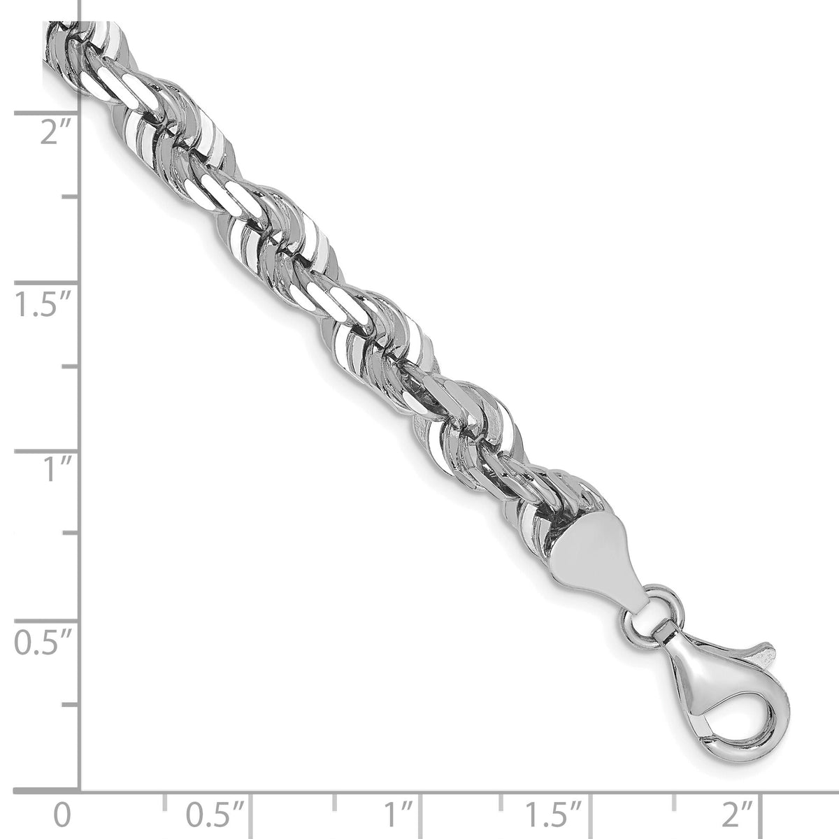 14k WG 6.5mm  D/C Rope with Fancy Lobster Clasp Chain-045W-8