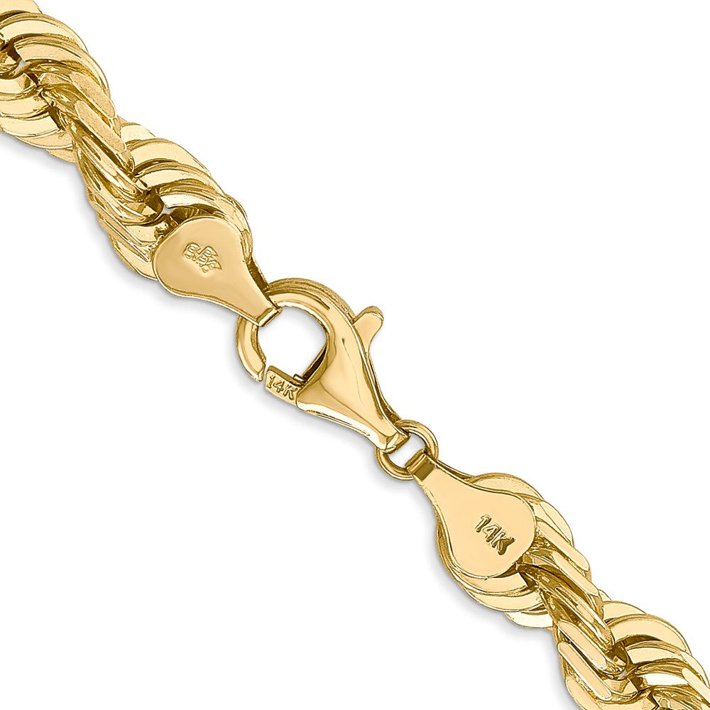 14K 26 inch 7mm Diamond-cut Rope with Fancy Lobster Clasp Chain-050-26