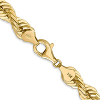 14K 26 inch 7mm Diamond-cut Rope with Fancy Lobster Clasp Chain-050-26