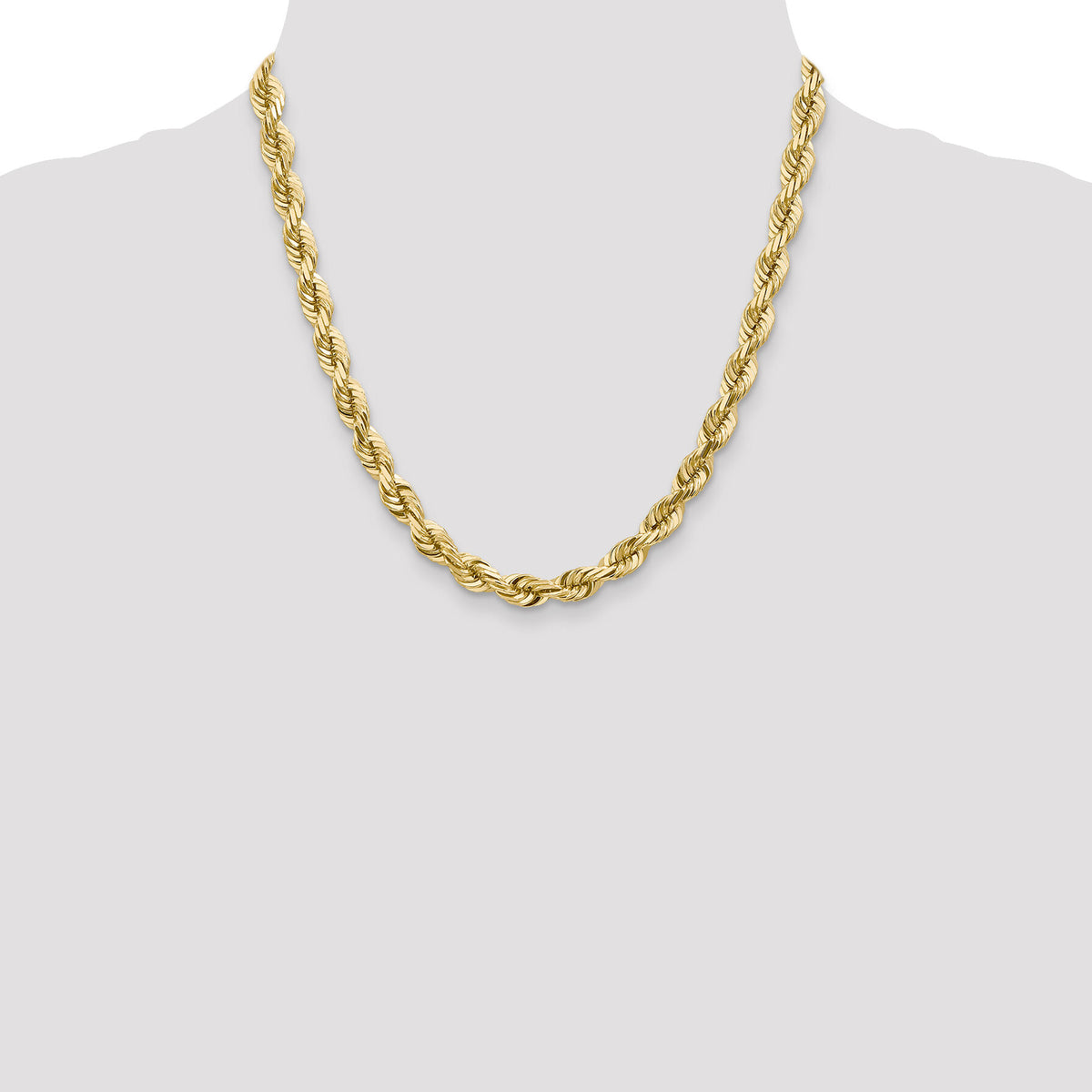 14K 7mm  D/C Rope with Fancy Lobster Clasp Chain-050-20