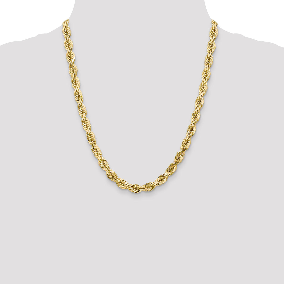 14K 7mm  D/C Rope with Fancy Lobster Clasp Chain-050-22
