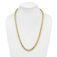 14K 7mm  D/C Rope with Fancy Lobster Clasp Chain-050-26