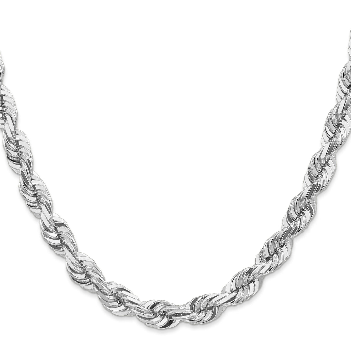 14k WG 7mm  D/C Rope with Fancy Lobster Clasp Chain-050W-22