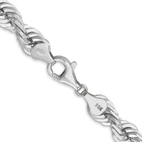14k WG 7mm  D/C Rope with Fancy Lobster Clasp Chain-050W-20