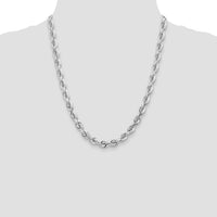 14k WG 7mm  D/C Rope with Fancy Lobster Clasp Chain-050W-22