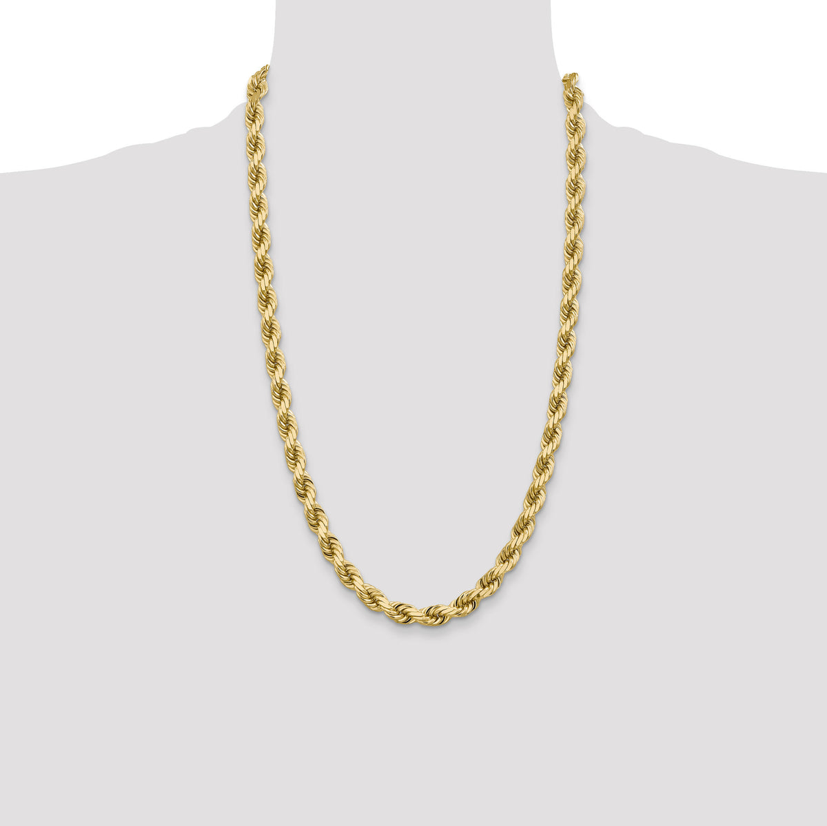 14k WG 7mm  D/C Rope with Fancy Lobster Clasp Chain-050W-26