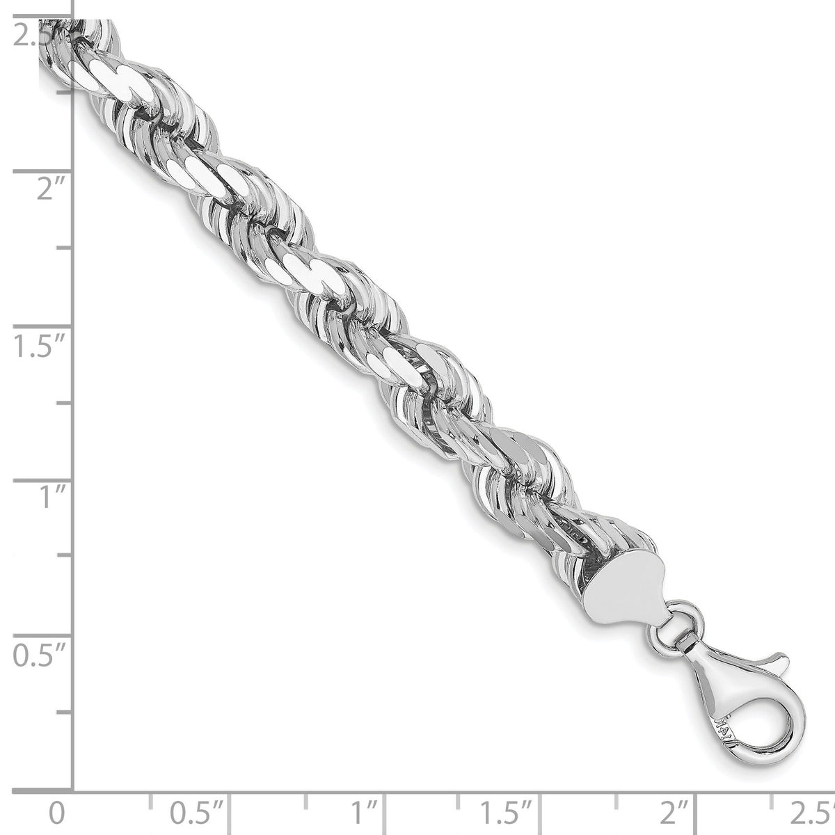 14k WG 7mm  D/C Rope with Fancy Lobster Clasp Chain-050W-9