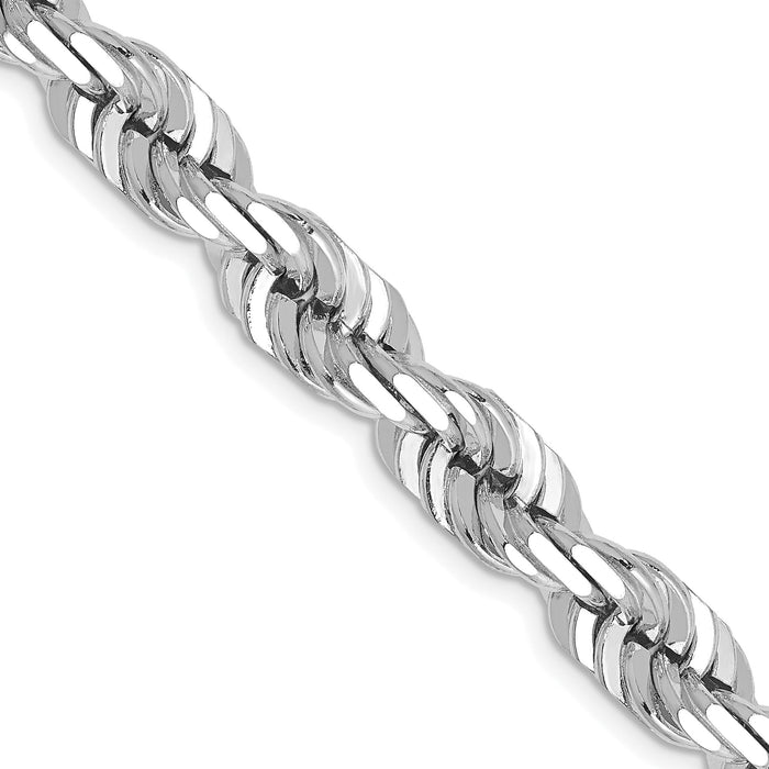 14k WG 7mm  D/C Rope with Fancy Lobster Clasp Chain-050W-22
