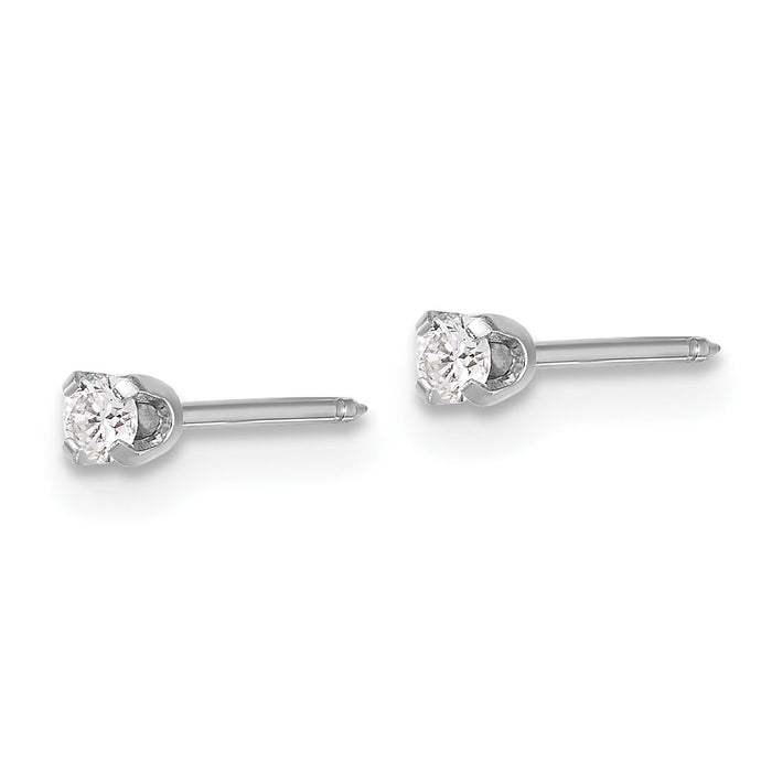 Inverness 14k White Gold 2.4mm .10ct Lab Grown Diamond Short Post Earrings-1013E/1-SP