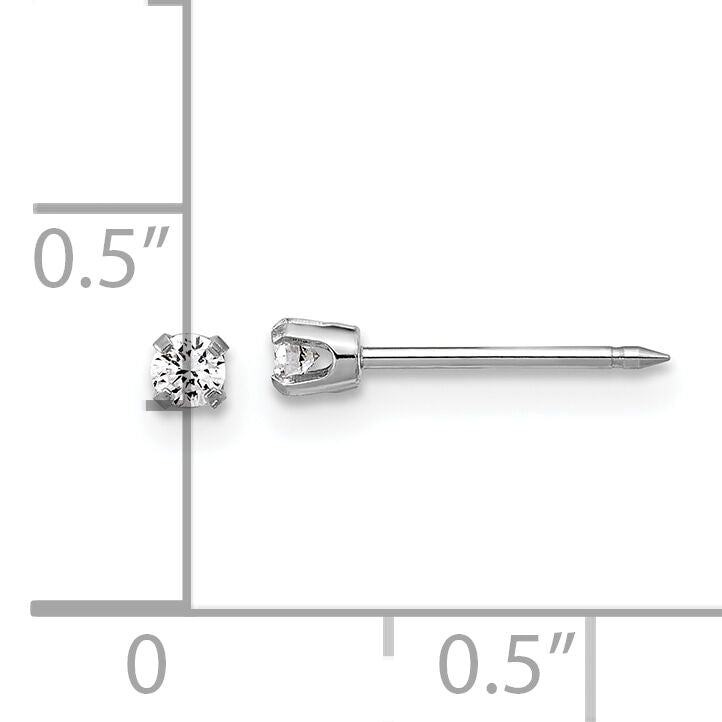 Inverness 14k White Gold 2.4mm .10ct Lab Grown Diamond Short Post Earrings-1013E/1-SP