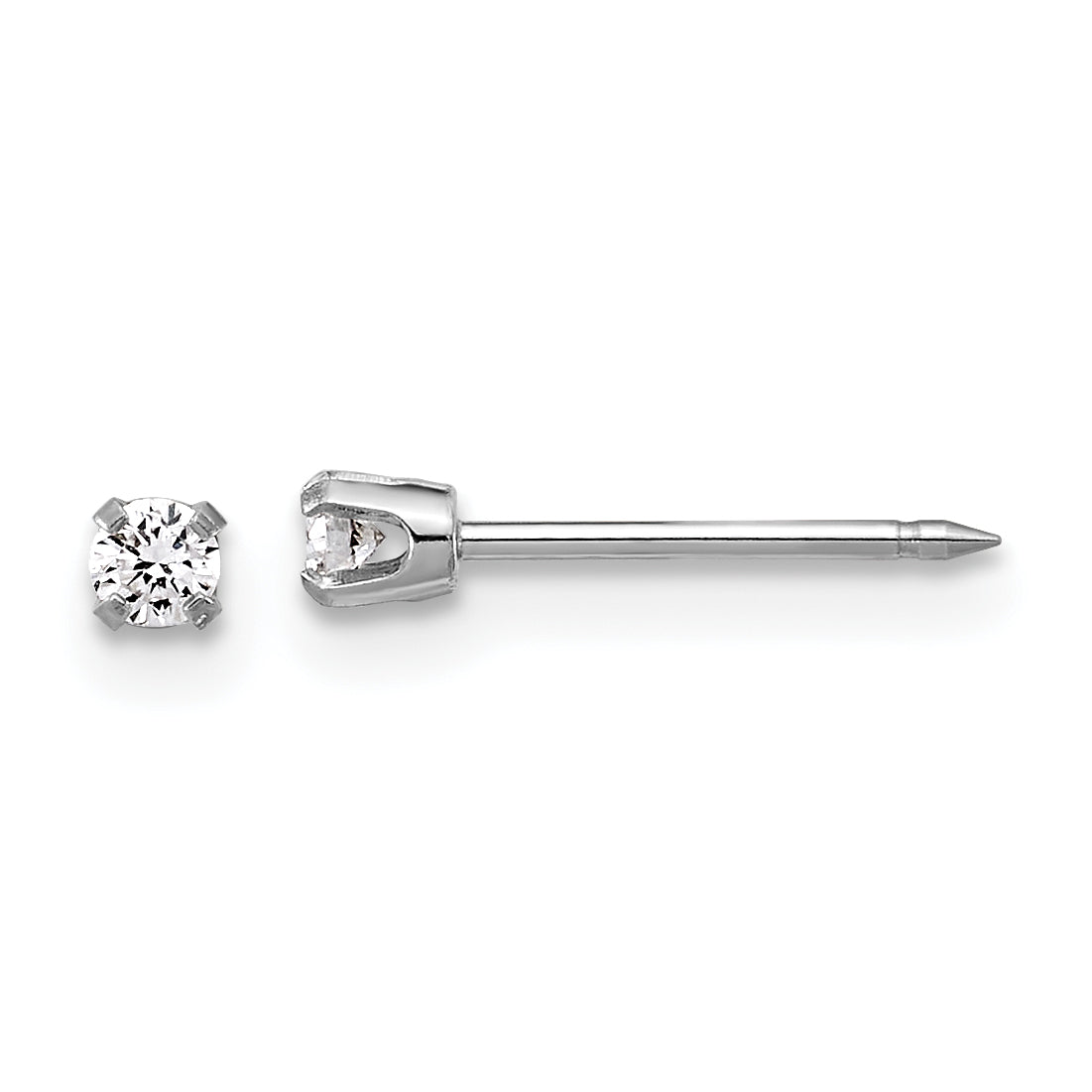 Inverness 14k White Gold 2.4mm .10ct Lab Grown Diamond Short Post Earrings-1013E/1-SP