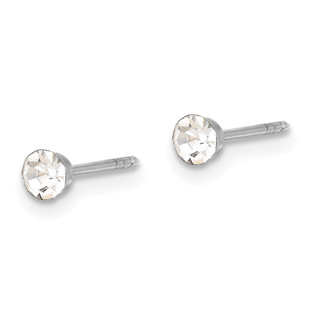 Inverness 14K White Gold 3mm Swarovski Crystal Post Earrings-1040E