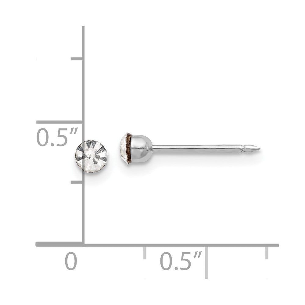 Inverness 14K White Gold 3mm Swarovski Crystal Post Earrings-1040E
