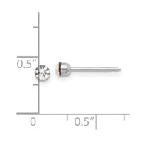Inverness 14K White Gold 3mm Swarovski Crystal Post Earrings-1040E