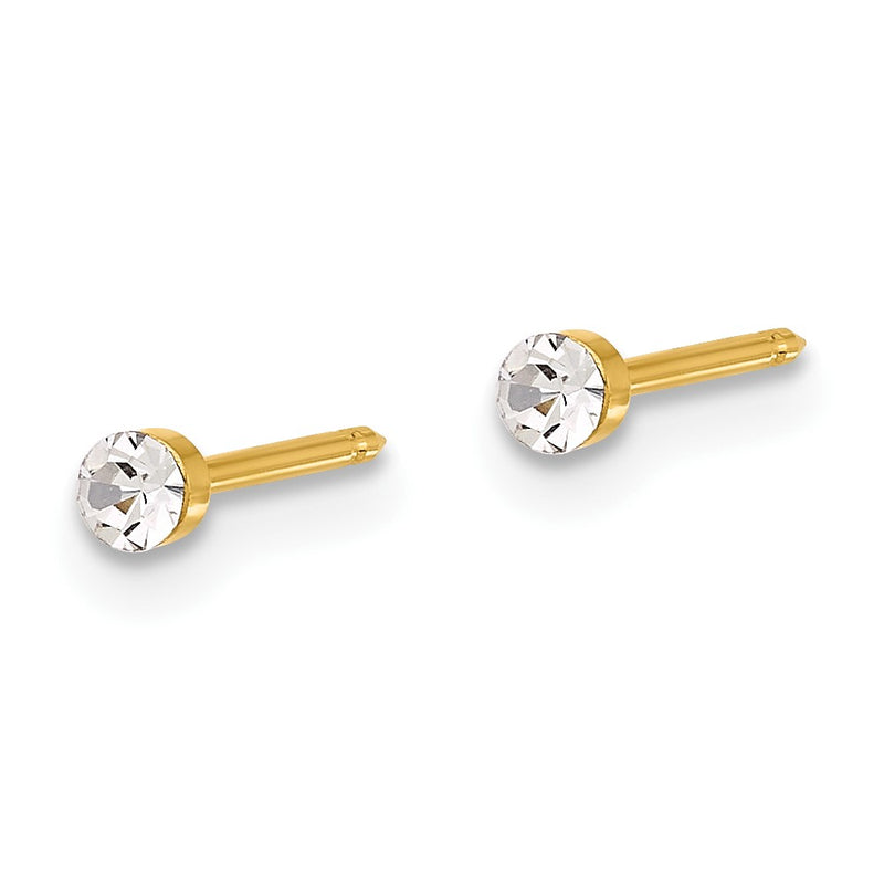 Inverness 14K Polished 2.4mm Swarovski Crystal Post Earrings-1046E