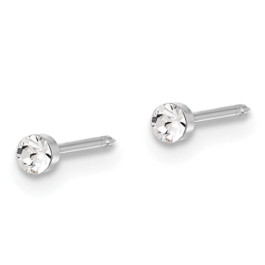 Inverness 14K White Gold Polished 2.4mm Crystal Post Earrings-1046EW