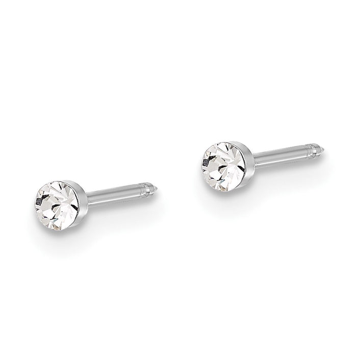 Inverness 14K White Gold Polished 2.4mm Swarovski Crystal Post Earrings-1046EW