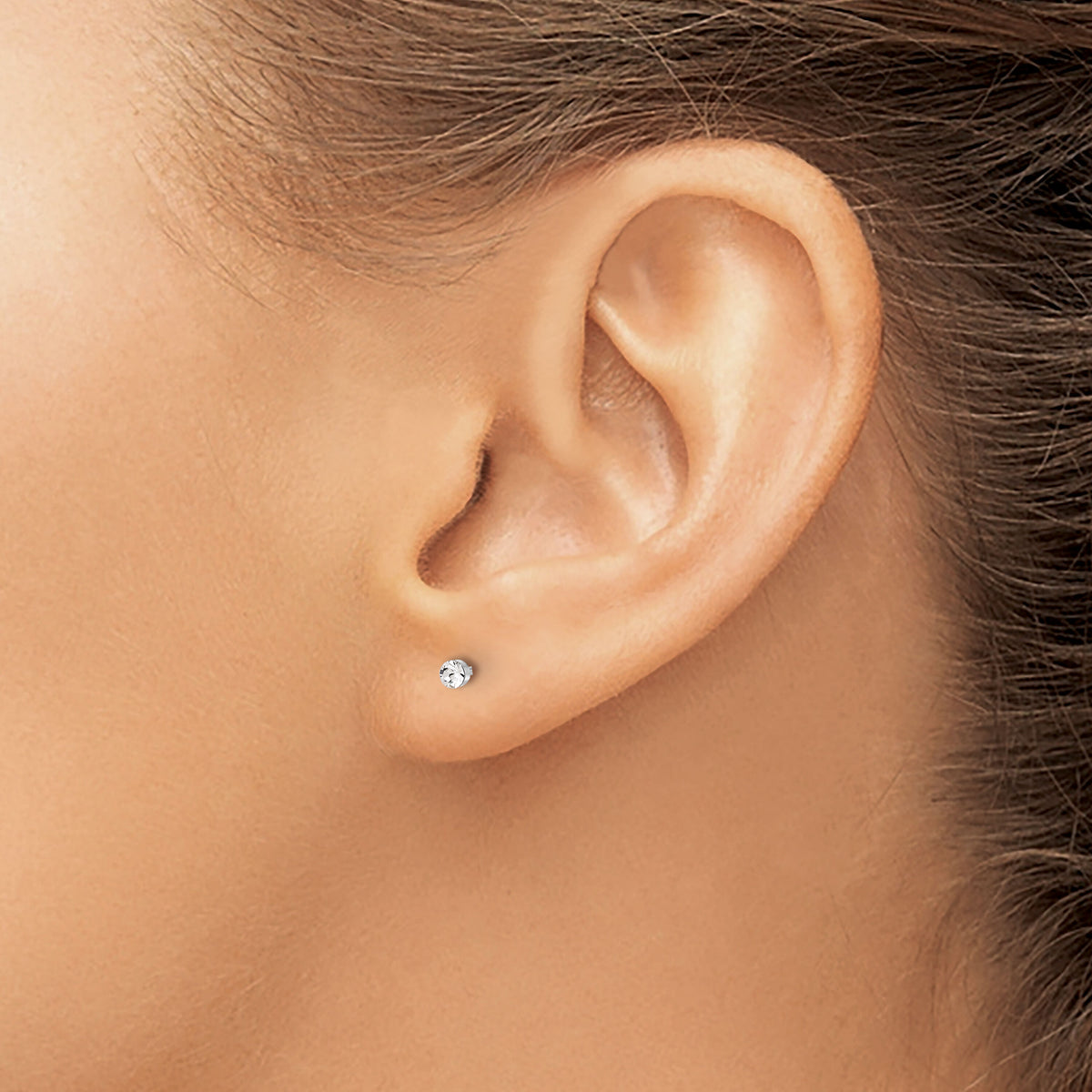 Inverness 14K White Gold Polished 2.4mm Crystal Post Earrings-1046EW