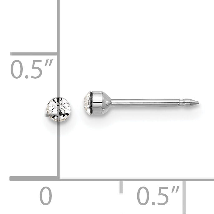 Inverness 14K White Gold Polished 2.4mm Crystal Post Earrings-1046EW