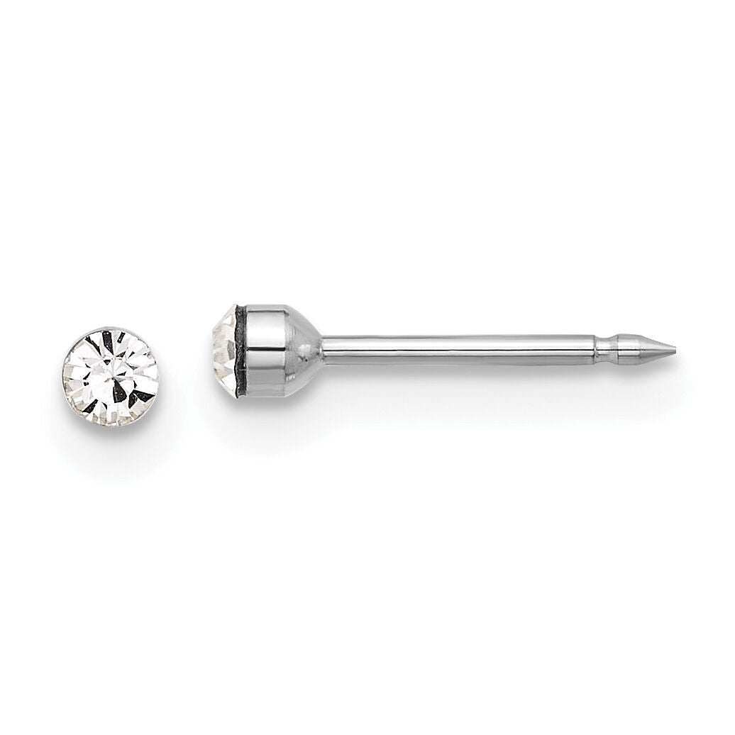 Inverness 14K White Gold Polished 2.4mm Crystal Post Earrings-1046EW