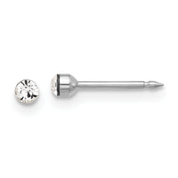 Inverness 14K White Gold Polished 2.4mm Crystal Post Earrings-1046EW