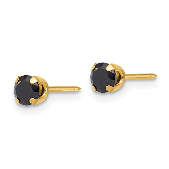 Inverness 14k Polished 4mm Black CZ Stud Earrings-1085E