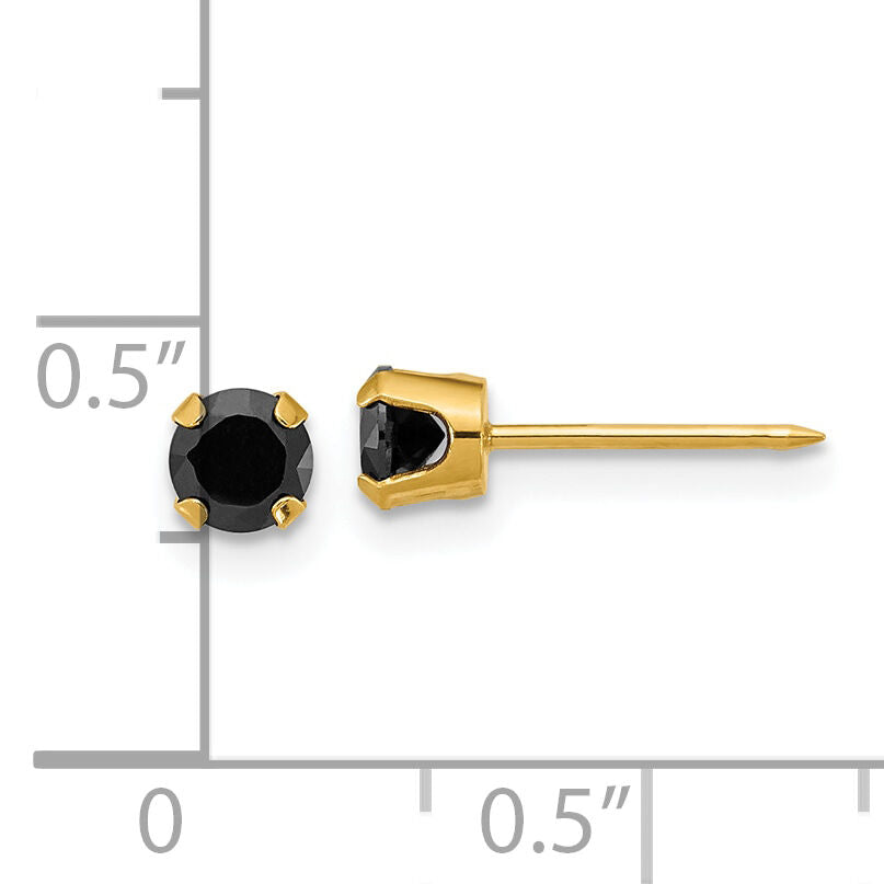 Inverness 14k Polished 4mm Black CZ Stud Earrings-1085E