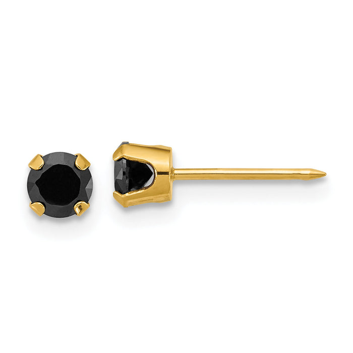 Inverness 14k Polished 4mm Black CZ Stud Earrings-1085E