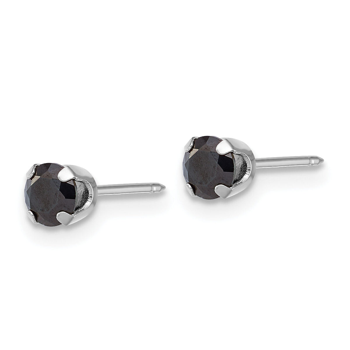 Inverness 14k Polished White Gold 4mm Black CZ Stud Earrings-1085EW