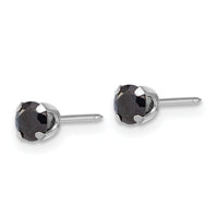 Inverness 14k Polished White Gold 4mm Black CZ Stud Earrings-1085EW