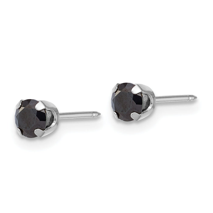 Inverness 14k Polished White Gold 4mm Black CZ Stud Earrings-1085EW