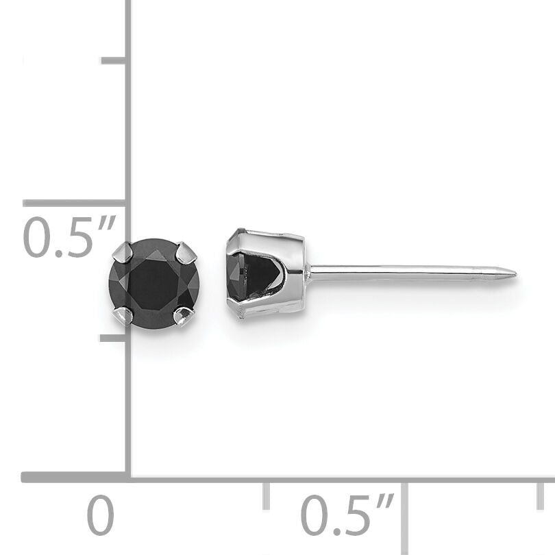 Inverness 14k Polished White Gold 4mm Black CZ Stud Earrings-1085EW