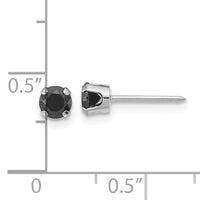 Inverness 14k Polished White Gold 4mm Black CZ Stud Earrings-1085EW
