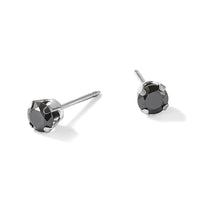 Inverness 14k Polished White Gold 4mm Black CZ Stud Earrings-1085EW