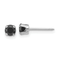 Inverness 14k Polished White Gold 4mm Black CZ Stud Earrings-1085EW